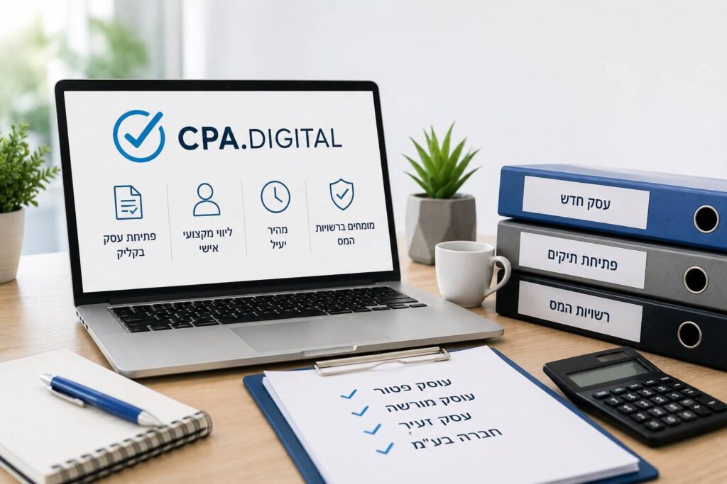 CPA דיגיטל: פתיחת עסק ברשויות המס בצורה פשוטה, מהירה ואונליין
